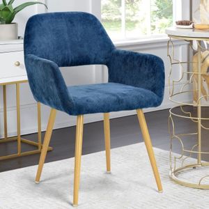 Fauteuil Chaise Scandinave Salle à Manger Tissu Gris Métal