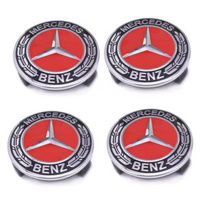 HOUSSE POUR PNEU 4 x centres de roue Rouge 75mm Mercedes Benz ABS cache moyeu emblème logo