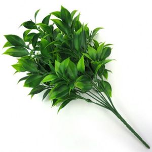 FLEUR ARTIFICIELLE Gris - 7 branches de plantes artificielles vertes pour les buissons de jardin, Fausse herbe, Eucalyptus, Feui
