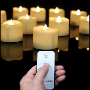 PHOTOPHORE - LANTERNE Lanterne - Photophore - Bougeoir,Pack de 6 ou 12 bougies à piles,blanc chaud,sans flammes,avec télécommande- 6 pcs white remote