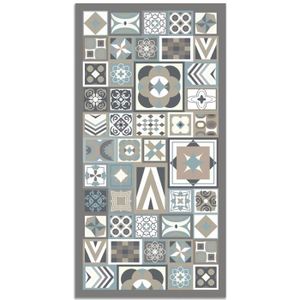 TAPIS Tapis Vinyle Panorama Style Carreaux Ciments Bleu 40x80 cm - Tapis pour Cuisine, Bureau et Salon en PVC