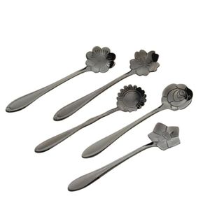 argent/é Mancooy 5pcs Cuill/ères /à Th/é en INOX Amoureux Fleurs de Divers Mod/èles Cuill/ères /à Th/é//Dessert//Caf/é//Th/é Glac/é