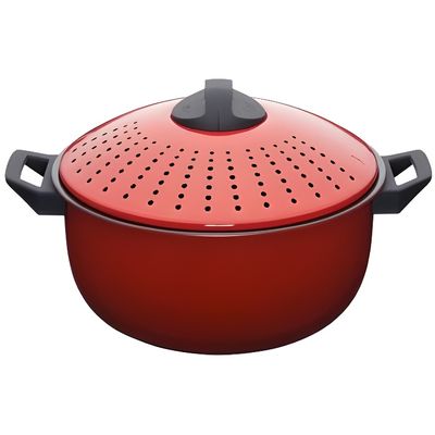 Faitout Antiadhésif 4,7 L NutriChef Avec Couvercle Passoire - Compatible Induction, Poignées Froides