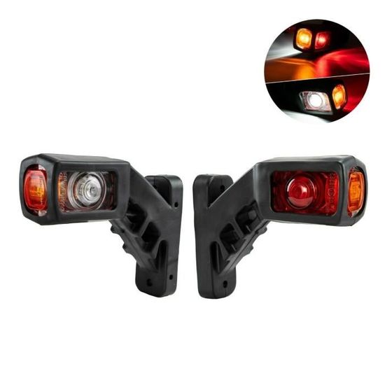 Lot De 4 Feux De Gabarit Latéraux LED 12-24V Blanc/rouge Pour Camion/caravane - Neuf RK