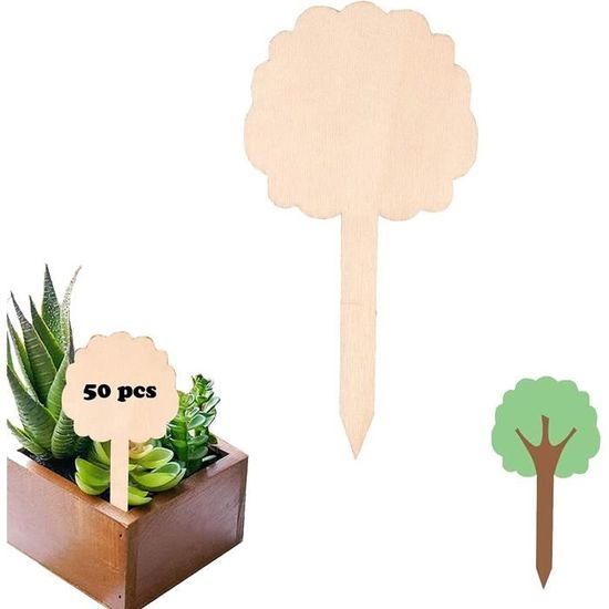 Anseom 20 Étiquettes De Plantes En Bois Avec Piquets Et Marqueur - Étiquettes Rondes Jardin 4-5 Cm - Marqueurs Plantes Extérieur