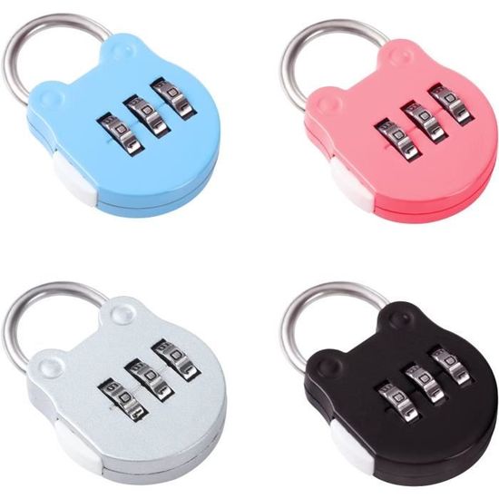 8 Cadenas Valise Code 3 Chiffres - Lot Couleurs Pour Bagages Et Casiers (Noir Argent Rose Bleu Jaune)