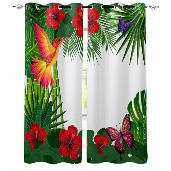 Rideaux occultants à isolation thermique avec motif papillon, fleur, coloré, étoiles, papillons, pour chambre d'enfant, salon, cuisine, 106,7 x 160 cm