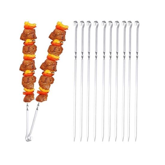 20 Brochettes En Acier Inoxydable De 30 Cm – Réutilisables, Poignée Anti-chaleur – Avec 2 Brosses De Nettoyage – Pour Barbecue, Garden-party