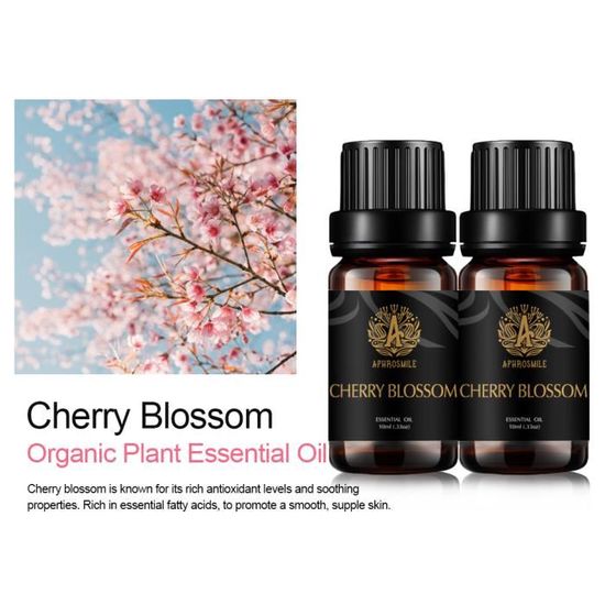 2-Pack 10ml Huile essentielle de fleur de cerisier, huiles d’aromathérapie pour diffuseur, massage, savon, fabrication de bougie