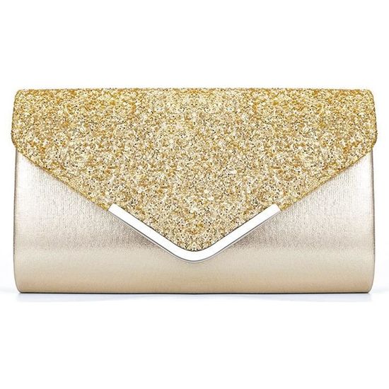 Pochette De Soirée Femme à Paillettes Avec Nœud Brillant Et Chaîne Amovible - Idéale Pour Mariage, Fête, Cérémonie