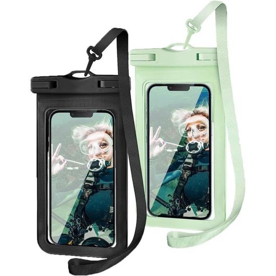 Lot De 2 Pochettes étanches Pour Smartphone IPX8 - Transparentes, écran Tactile Fonctionnel, Flottantes, Jusqu'à 6,9 Pouces, Avec Dragonne - 7