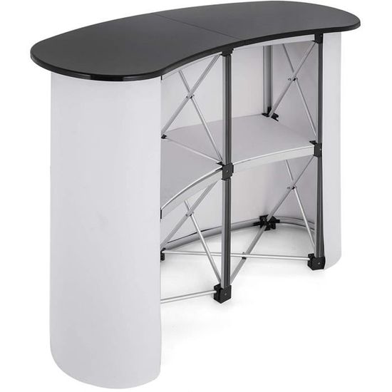 Table D'Exposition BananaB 130x40x98cm - Pliable, Alliage Aluminium - Comptoir Salon Professionnel