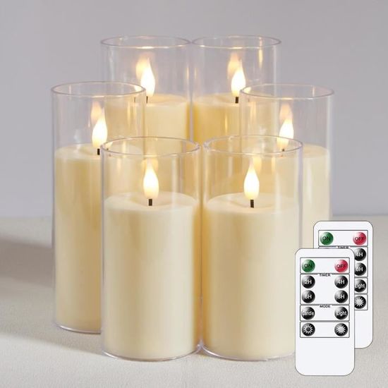 Yeelida Lot De 8 Bougies LED Ivoire Vacillantes Avec Télécommandes Et Minuterie - Tailles Variées