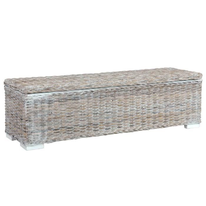Banc de rangement, Banc banquette, Banc d'entrée, Banc à chaussures Rotin naturel kubu et manguier - 120 x 35 x 35 cm - Blanc
