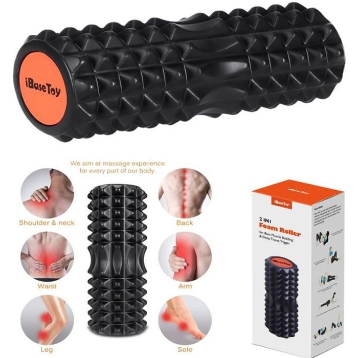 Rouleau de Massage Sport, pour Dos et Muscles, 2 en 1 Foam Roller avec Trigger Points, Supprime Tension et Douleur Musculaires
