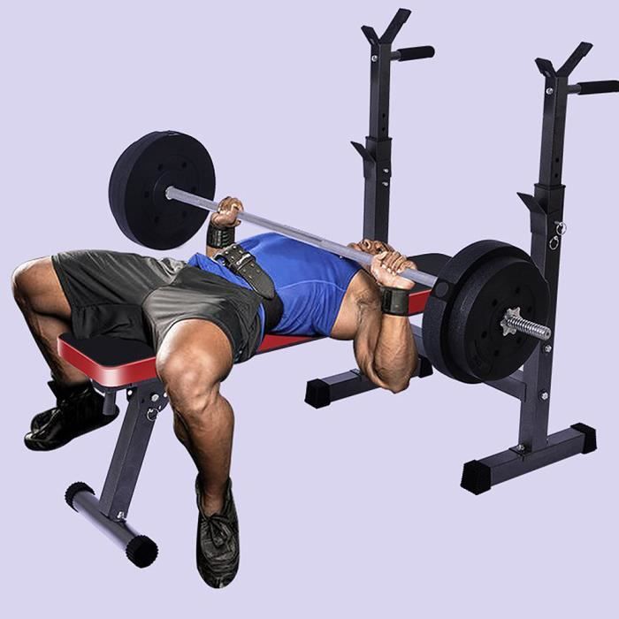 PROFESSIONNEL Banc de Musculation Multifonction Pliable Hauteur Réglable Noir/Rouge