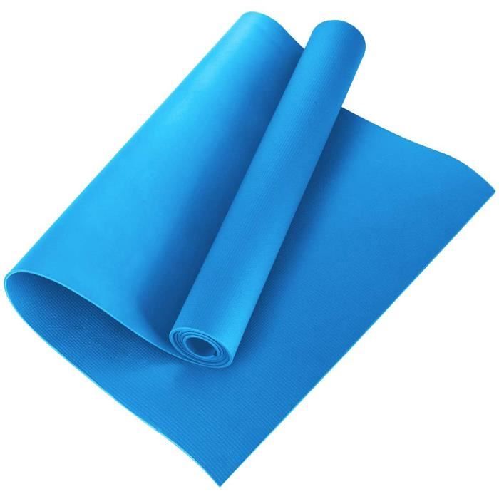 4MM Tapis de Yoga EVA Antidérapant Gym à Domicile Tapis D'exercice Pilates Tapis de Fitness 173 * 60 * 0.4 cm Bleu