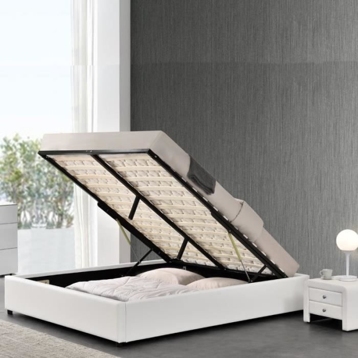 Sommier coffre de rangement Room - Blanc - 160x200