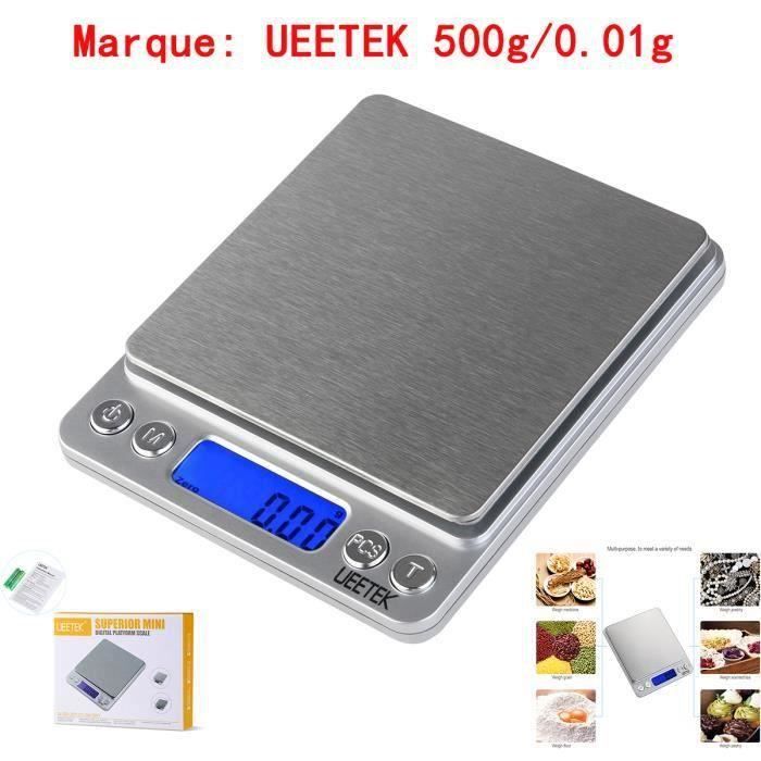 WST Balance precision 0.01g-500g Pese numérique professionnelle de cuisine haute précision balance culinaire électronique + 2plate