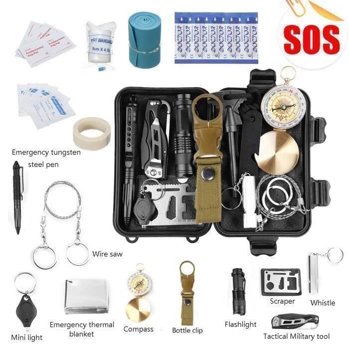 30 en 1 Kit de Survies SOS d 'urgence Equipement Camping Exterieur Randonnée Voiture Da31777