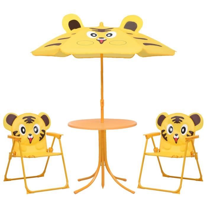 Jeu de Bistro Balcon - Salon de Jardin Terrasse - Jeu de bistro avec parasol pour enfants 3 pcs Jaune��9633