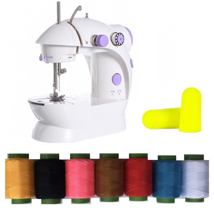 Mini Machine à coudre électrique Garment ménage portable+7 Bobines de fils Domestique Portative,LED Lumière+Bobines+Pédale Pied