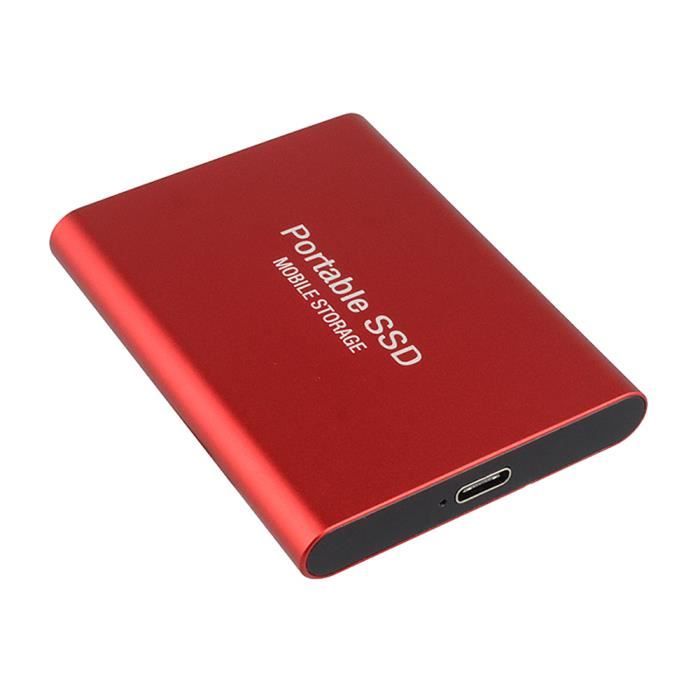 Portable Disque dur mobile 2To type C USB3.1 SSD antichoc en alliage d'aluminium disque à semi-conducteurs 540 Mo - s rouge