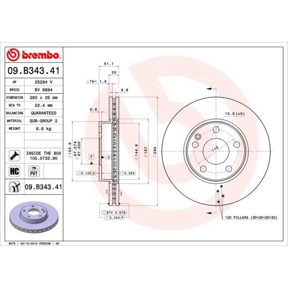 JEU DE DISQUES BREMBO 09.B343.41