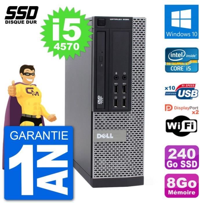 PC Dell OptiPlex 9020 SFF Intel Core i5-4570 RAM 8Go SSD 240Go Windows 10 Wifi