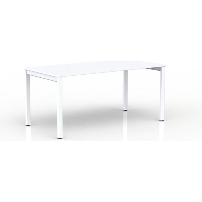 EOL - Bureau L.160 cm - Plateau blanc - Piétement blanc -