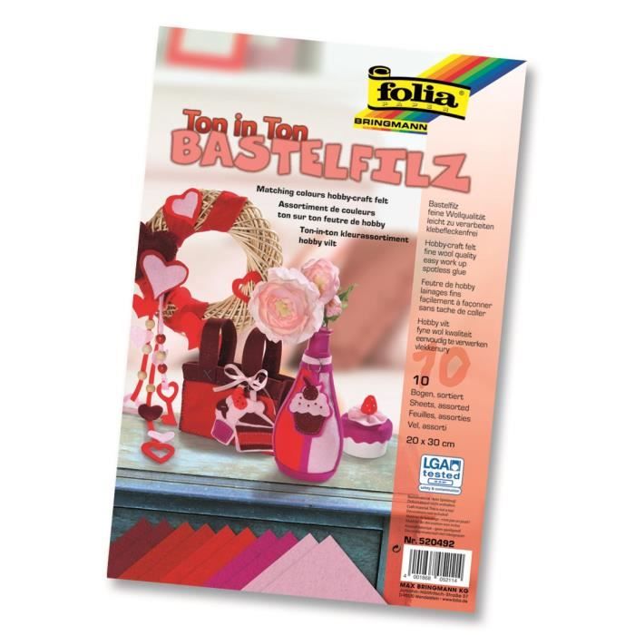 FOLIA 10 Feuilles Feutrine 150g/M² 20*30 cm