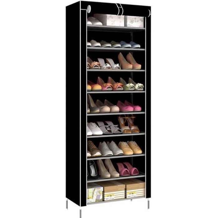 meuble à chaussure rangement chaussure 9 niveaux chaussures stockage noir