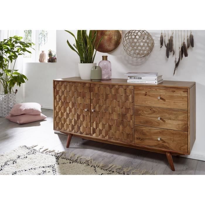 Buffet - Bois massif d'acacia laqué (Bois naturel) - MOSAYK #106
