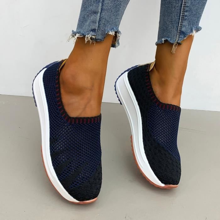 Mode Femmes Maille Casual Slip-on Chaussures de Sport Runing Respirantes Baskets