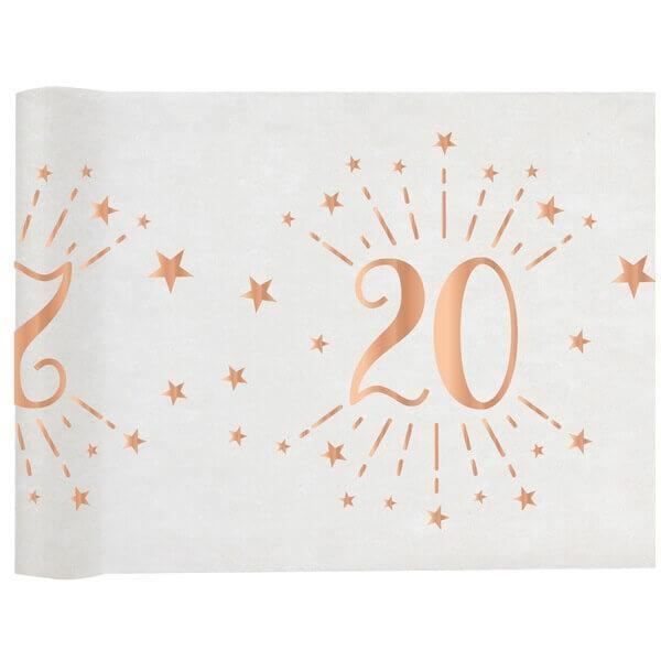 Chemin de table élégant anniversaire 20ans rose gold 30cm x 5m (x1) REF/7344