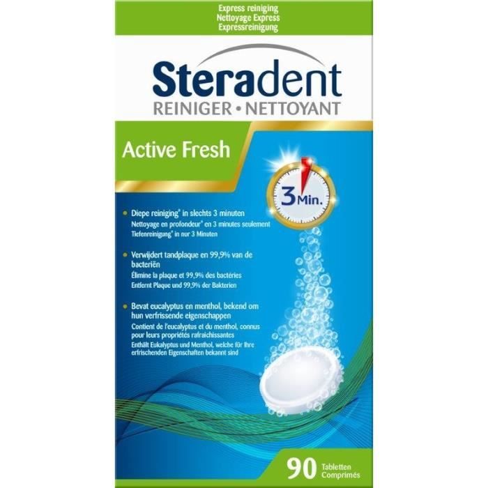 STERADENT Nettoyant Active Fresh - 90 pièces