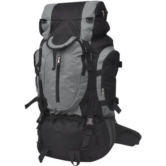 vidaXL Sac à dos de randonnée XXL 75 L Noir et gris