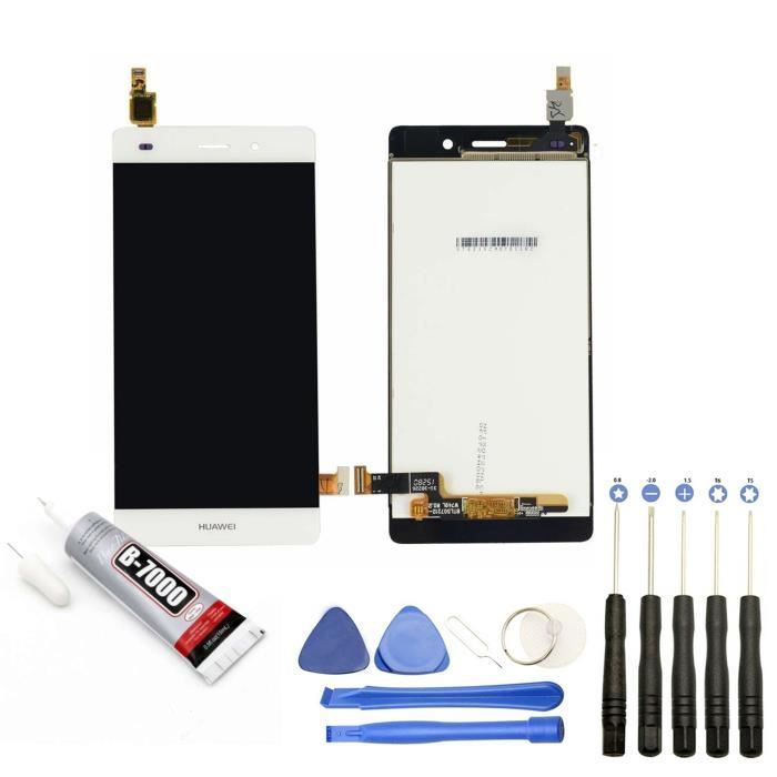 Visiodirect® Ecran complet: Vitre tactile + Ecran LCD compatible avec Huawei P8 LITE BLANC + Kit outils + Colle B7000 Offerte