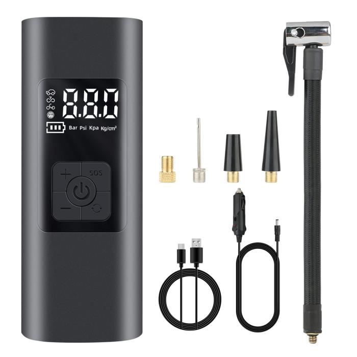Pompe a Velo Electrique, ZAMUS Mini Pompe à Air Électrique Portatif Gonfleur Pneus sans Fil 150PSI écran LCD pour Pneu de Voiture