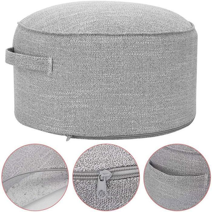Tabouret bas tabouret rond coussin de sol gris 38*38*23cm
