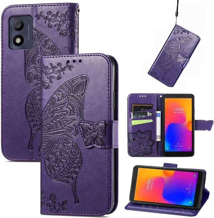COOKD Cover per TCL 303 / Alcatel 1B (2020), Custodia Folio in Pelle Flip Wallet Libro Case con Portafoglio, Premium PU/TPU Magnetica Cover con Supporto di Stand/Carte Slot (Rosso