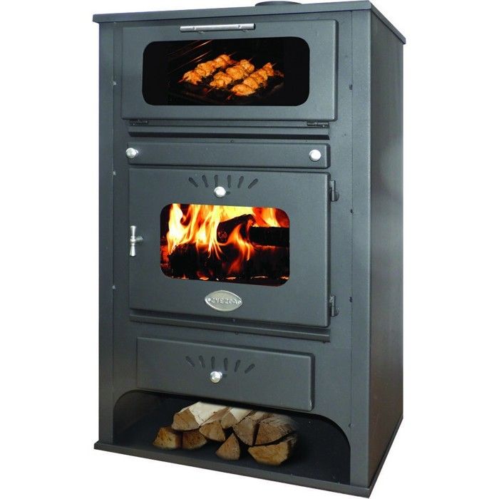 Poêle à Bois EEK Practik Lux Avec Plaque De Cuisson - 9,5 KW - Classe A+ - Rouge/Noir