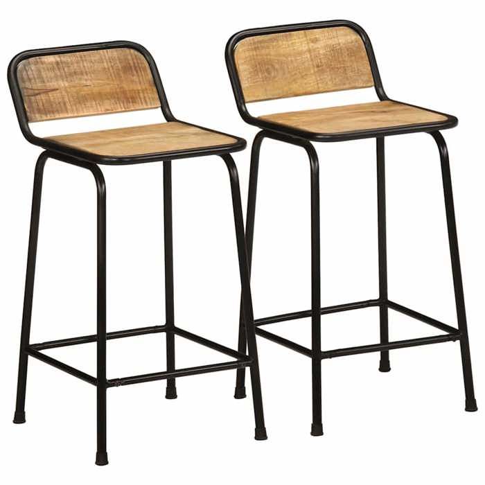 vidaXL Tabourets de bar lot de 2 bois massif manguier brut chaise chaise de bar de cuisine chaise de bistrot chaise de 4013530