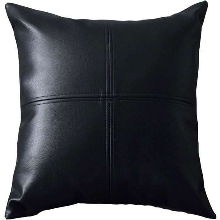 Housse de Coussin PU Cuir Carreau Grille Puzzle Géométrique Carré Fermeture à Glissière Taie doreiller 45X45CM #2