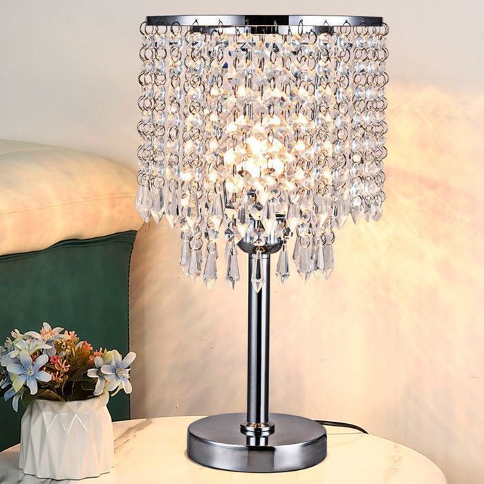 Lampe de Table en Verre - LAMPE A POSER en Cristal - Lampe de Chevet Moderne - Ampoule non Incluse - 38cm - LAMPE A POSER