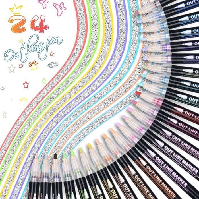 Pluvyze 36 Stylos Paillettes – Feutres Pailletés – Écriture, Dessin, Cartes, DIY – Coffret Transport