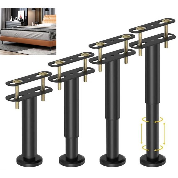 4 Pièces Pied Reglable pour Meuble, 15-28 cm Noir Pied de Table