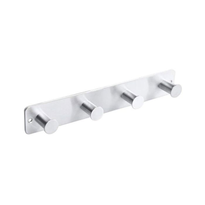 Patère crochet porte manteaux 4 crochets porte serviettes muraux fixation murale sans perçage adhésive Acier inoxydable 25x