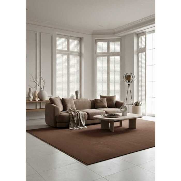 Tapis uni lavable en machine AVIGNON Marron-80*150 Rectangulaire