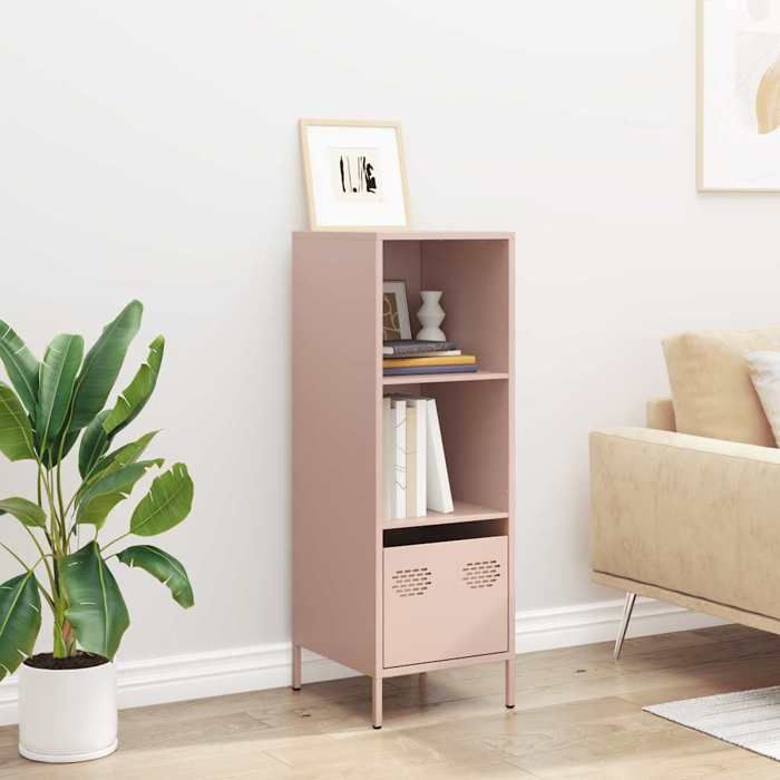 Rose Armoire haute - SOLOMOON - BUFFET DE SALON - rose 35x39x103 5 cm - acier FR3813
